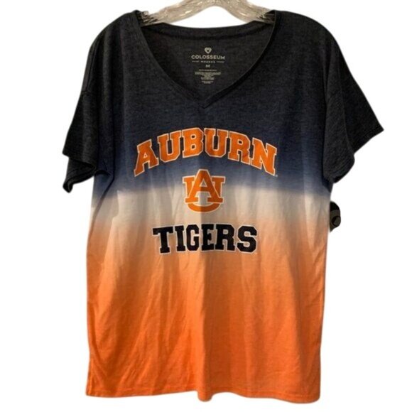 NEW AU Auburn Tigers Womens Ombre V-Neck T-Shirt By Colosseum Size M - Picture 1 of 7